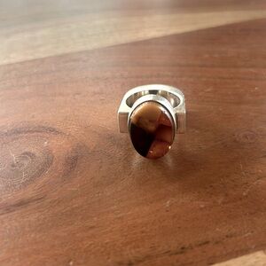 Beautiful Sterling silver ring with natural amber stone